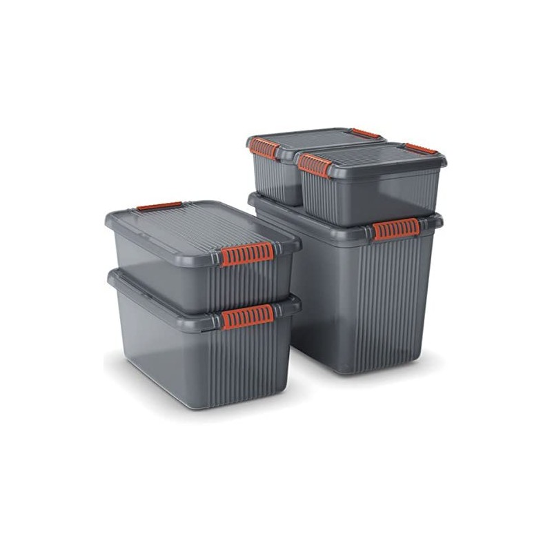Utensili manuali Kis K latch box M  cm59X39X18h grigio trasparente 28lt Utensili manuali Kis K latch box M  cm59X39X18h grigio trasparente 28lt