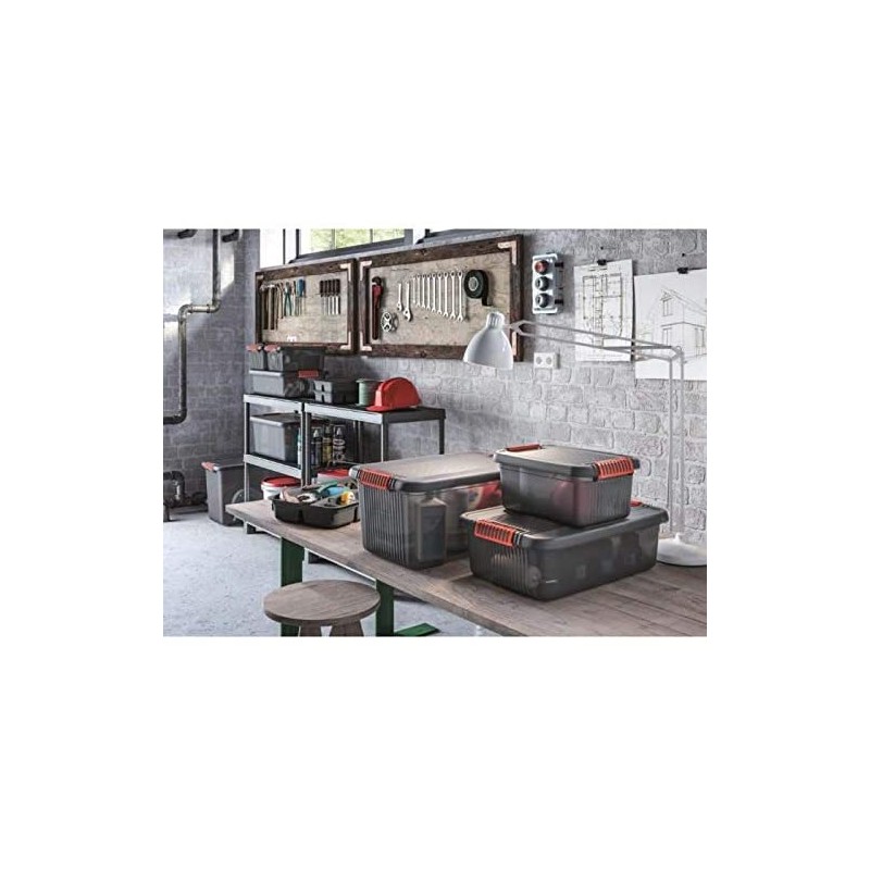 Utensili manuali Kis K latch box M  cm59X39X18h grigio trasparente 28lt Utensili manuali Kis K latch box M  cm59X39X18h grigio trasparente 28lt
