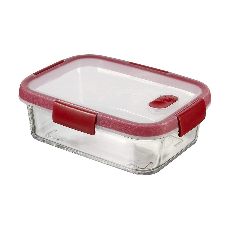 Utensili da cucina Contenitore Cibo in Vetro con Valvola Rosso cm15x20x7h Utensili da cucina Contenitore Cibo in Vetro con Valvola Rosso cm15x20x7h