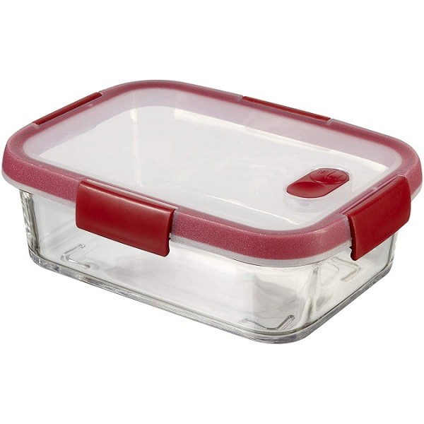 Utensili da cucina Contenitore Cibo in Vetro con Valvola Rosso cm15x20x7h