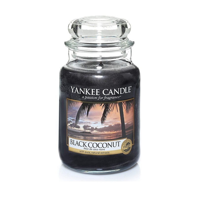 Complementi d arredo Candela profumata giara grande noce di cocco nera durata fino a 150 ore