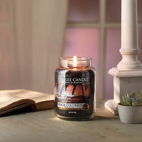 Complementi d arredo Candela profumata giara grande noce di cocco nera durata fino a 150 ore