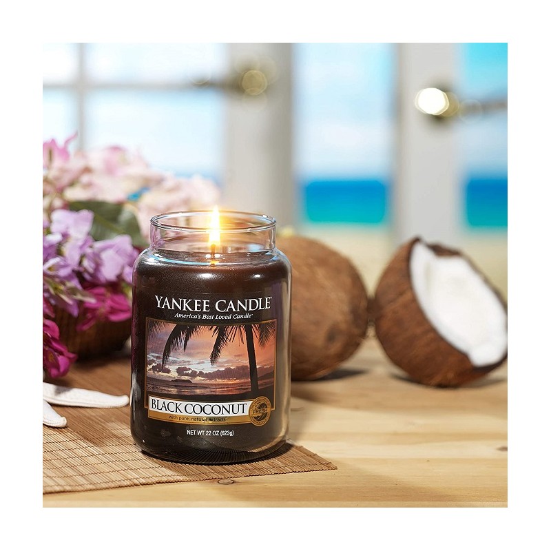 Complementi d arredo Candela profumata giara grande noce di cocco nera durata fino a 150 ore