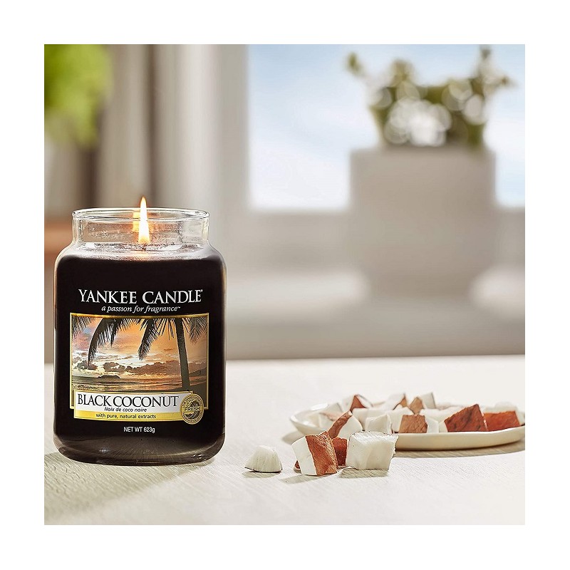 Complementi d arredo Candela profumata giara grande noce di cocco nera durata fino a 150 ore