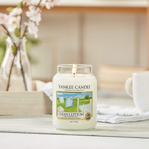 Complementi d arredo Candela profumata giara grande clean cotton durata fino a 150 ore
