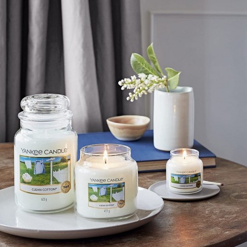 Complementi d arredo Candela profumata giara grande clean cotton durata fino a 150 ore