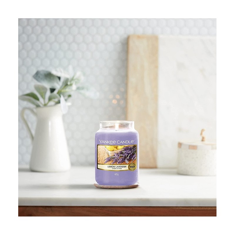 Complementi d arredo Candela profumata giara grande lavanda al limone durata fino a 150 ore